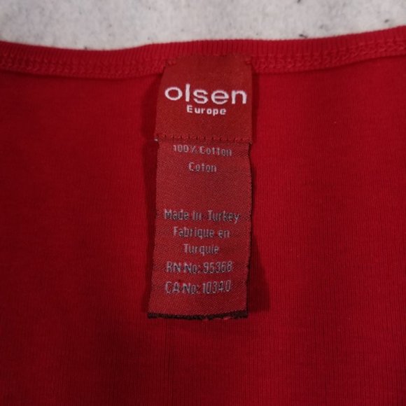 Olsen Europe Red Button Up V-Neck Sweatshirt - Picture 3 of 8